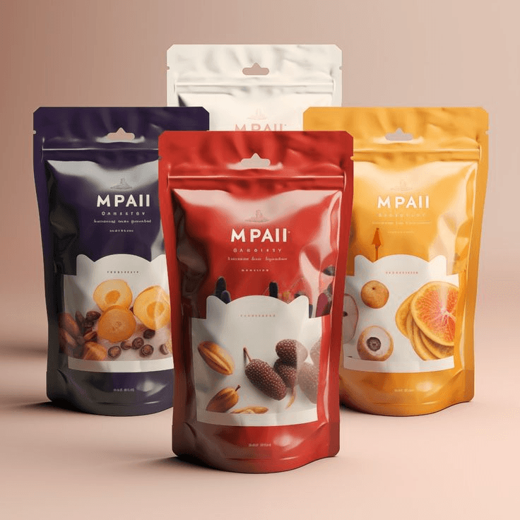 Collection of colorful mylar packaging bags